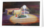 Gas station at night by Anonymous