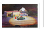 Gas station at night by Anonymous