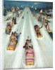 Couples sledding at night by Anonymous