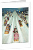 Couples sledding at night by Anonymous