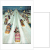 Couples sledding at night by Anonymous