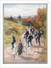 Group riding penny-farthing bicycles by Anonymous