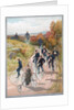 Group riding penny-farthing bicycles by Anonymous