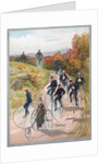 Group riding penny-farthing bicycles by Anonymous