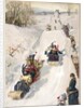 Tobogganing in countryside by Anonymous