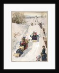 Tobogganing in countryside by Anonymous