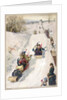 Tobogganing in countryside by Anonymous