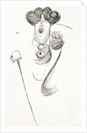 Oscar Wilde, the Irish dramatist, writer and poet. A caricature by Max Beerbohm showing his extravagent haircut, style of dress and his trademark cane. by Anonymous