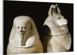 Ancient Egyptian limestone canopic jars by Anonymous