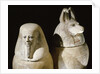 Ancient Egyptian limestone canopic jars by Anonymous