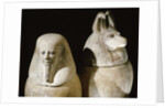 Ancient Egyptian limestone canopic jars by Anonymous