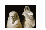 Ancient Egyptian limestone canopic jars by Anonymous