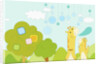 Giraffes in backdrop by Anonymous