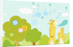 Giraffes in backdrop by Anonymous