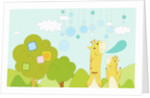 Giraffes in backdrop by Anonymous