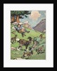 Goatherd resting near herd of goats by Anonymous
