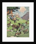 Goatherd resting near herd of goats by Anonymous