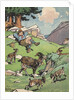 Goatherd resting near herd of goats by Anonymous
