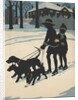 Children on ice skates pulled by dogs by Anonymous