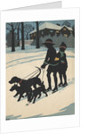 Children on ice skates pulled by dogs by Anonymous