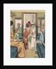 Mother saying goodbye to son on train by Anonymous