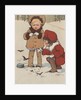 Children feeding birds in snow by Anonymous