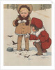 Children feeding birds in snow by Anonymous