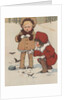 Children feeding birds in snow by Anonymous