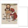 Children feeding birds in snow by Anonymous