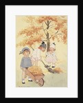 Children gathering leaves by Anonymous