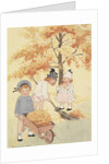 Children gathering leaves by Anonymous