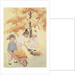 Children gathering leaves by Anonymous