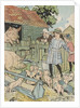 Children feeding pigs on farm by Anonymous