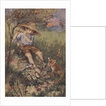 Animals listening to boy play flute by Anonymous