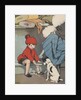 Boy showing box to dog by Anonymous