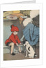 Boy showing box to dog by Anonymous