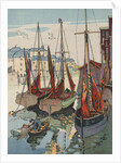 Boats in harbor by Anonymous