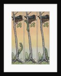 Caterpillar climbing tree with nesting bird by Anonymous