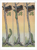 Caterpillar climbing tree with nesting bird by Anonymous