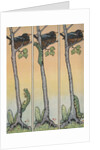 Caterpillar climbing tree with nesting bird by Anonymous