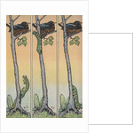 Caterpillar climbing tree with nesting bird by Anonymous