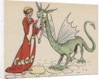 Princess with friendly dragon by Anonymous