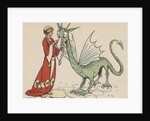 Princess with friendly dragon by Anonymous