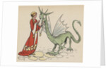 Princess with friendly dragon by Anonymous