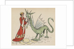 Princess with friendly dragon by Anonymous
