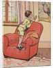 Boy talking to pet parrot by Anonymous