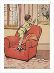 Boy talking to pet parrot by Anonymous