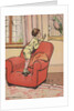 Boy talking to pet parrot by Anonymous