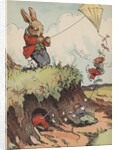Rabbit and mice flying kite by Anonymous