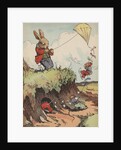 Rabbit and mice flying kite by Anonymous